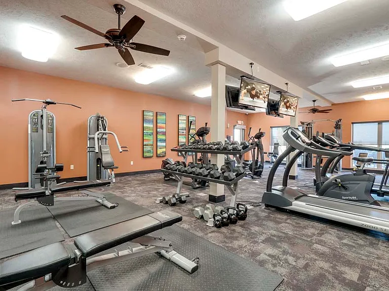 Our 24/7 fitness center is fully equipped to meet all your workout needs.