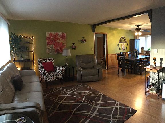 Living room and dining room