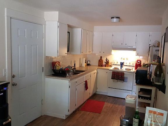 Kitchen and door to garage.