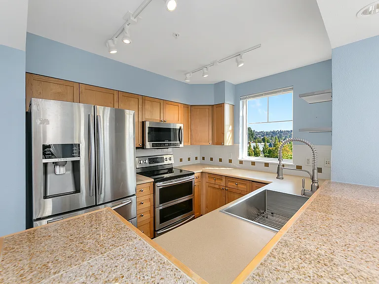 Kitchen with modern stainless steel appliances