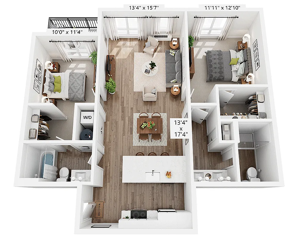 Floor plan Two Bedroom - B2B
