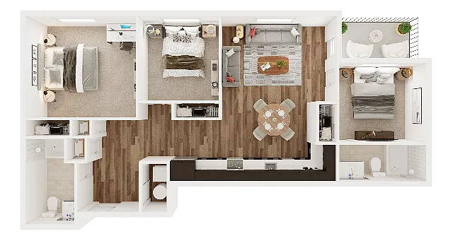 Floor plan 3x2B