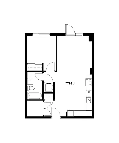 Floor plan 1 Bed 1 Bed 1 Bath 5