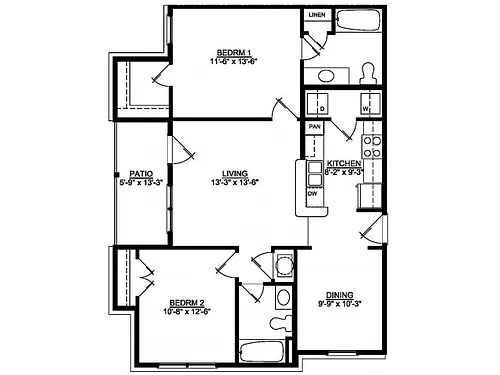 Floor plan 2 Bed 2 Bath 60