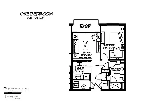 Floor plan Building B - One Bedroom B