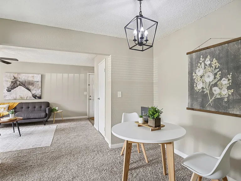 One bedroom dining and living rooms.