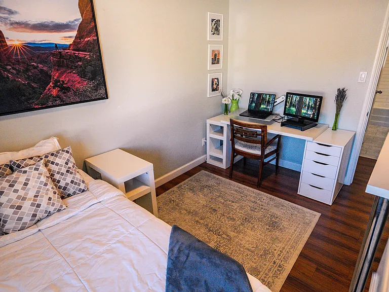 Bedroom 3 / Office - Currently furnished with sitting/standing desks for 2 adults and a twin bed. Furnishings in this room can be modified to allow for a full office, larger bed or dedicated playroom