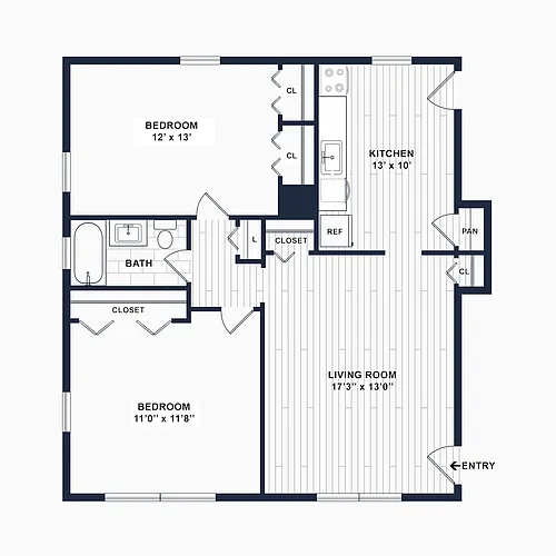 Floor plan 2 Bedroom 1 Bath