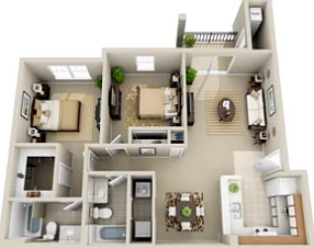 2 bed/2 bath Sm2x2C