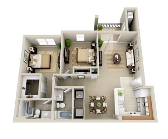 Floor plan Unit C - Two Bed/Two Bath Phase 1 & 2 Classic