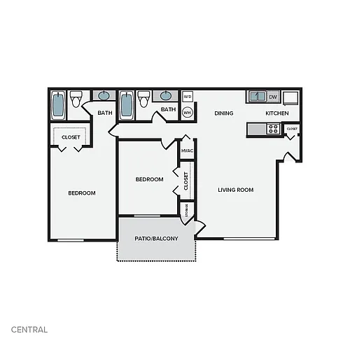 Floor plan Two Bedroom Two Bath