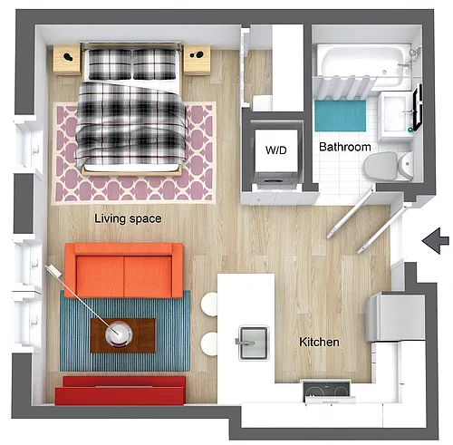 Floor plan Studio - 26 WB