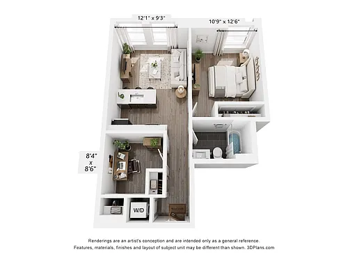 Floor plan 1 Bedroom Den | 784 ADA