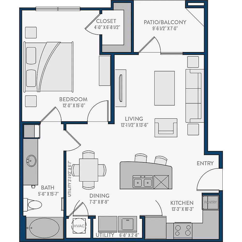Floor plan 1 Bedroom 1 Bathroom
