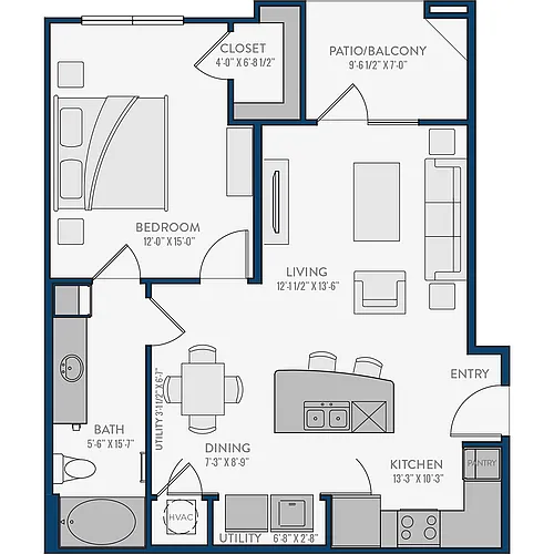 Floor plan 1 Bedroom 1 Bathroom