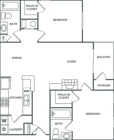 Two Bedroom Two Bath (1,175 SF) Two Bedroom Two Bath (1,175 SF)