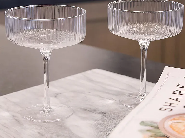 Access to hand-selected glassware and reading material in public areas