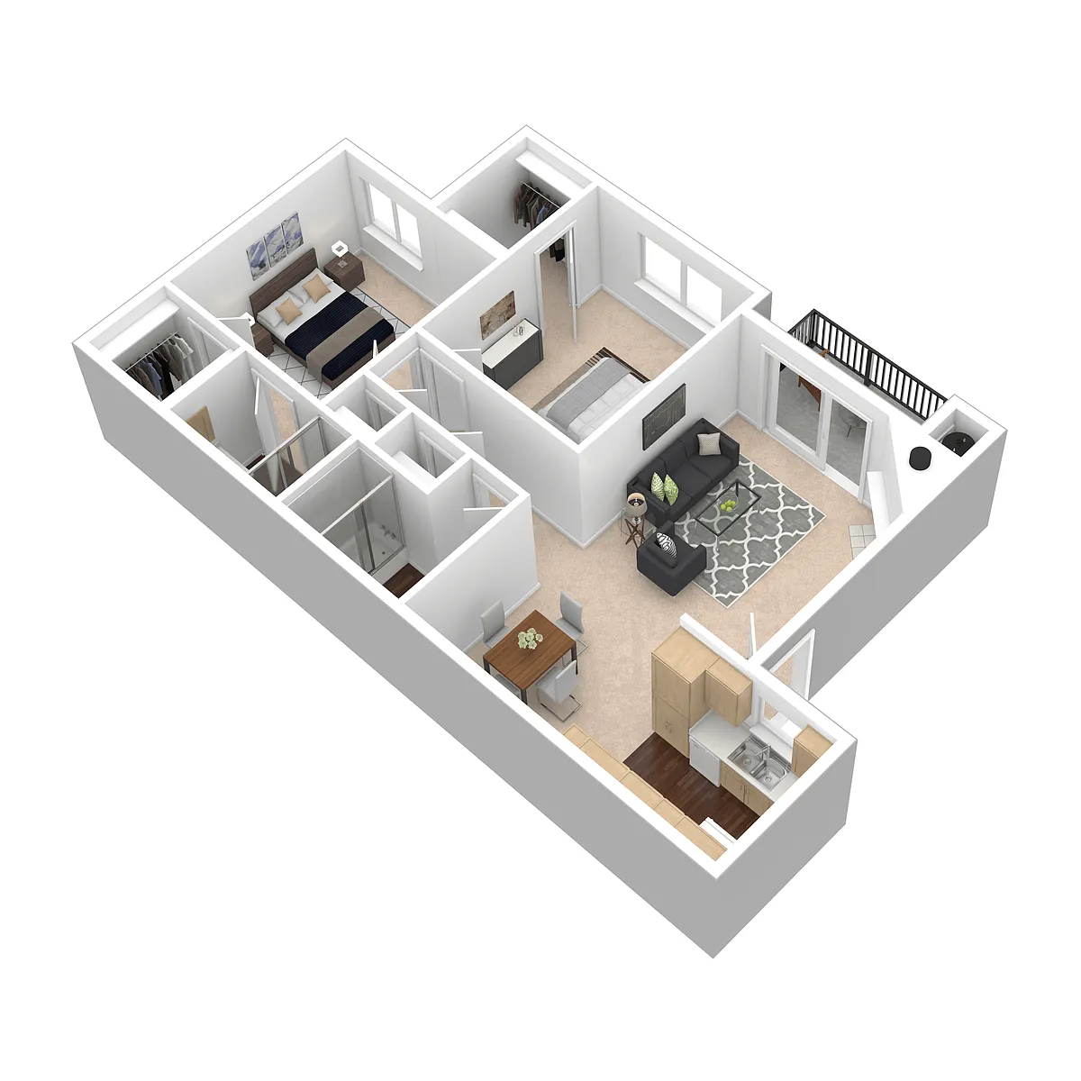 Floor plan Two Bedroom-Two Bath (C)
