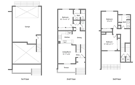 Floor plan 3 Bedroom Townhome