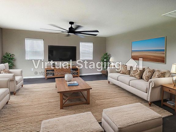 Living room, virtually staged