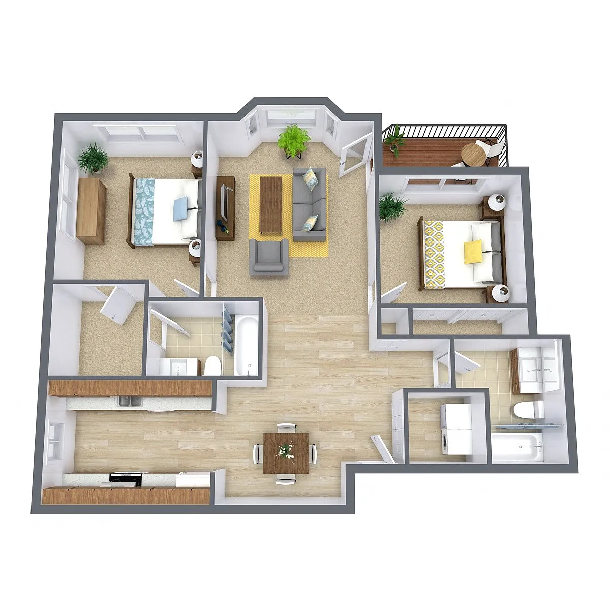Floor plan Two Bedroom 22A