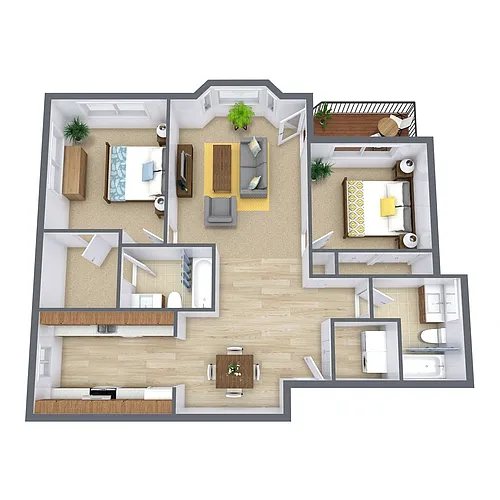 Floor plan Two Bedroom 22A