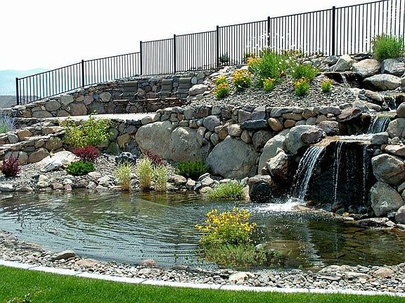 Koi pond and waterfall