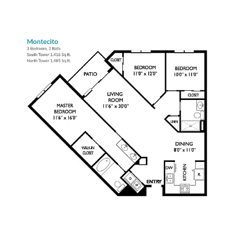 Floor plan South Tower Montecito