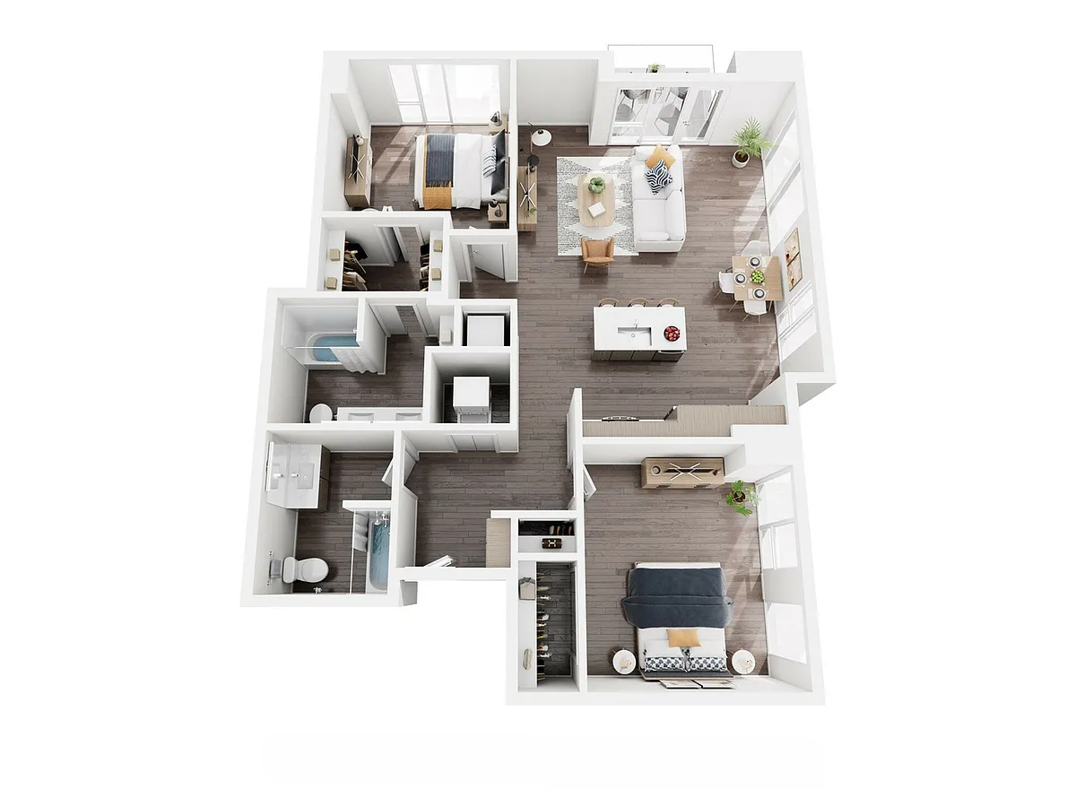 Floor plan 2 Bed, 2 Bath - F