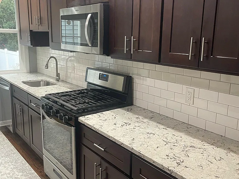 Spacious kitchen with an island