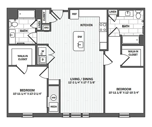 Floor plan 2Bed/2Bath-B2