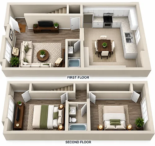 Floor plan 2 Bed 1.5 Bath