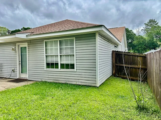Side view of backyard