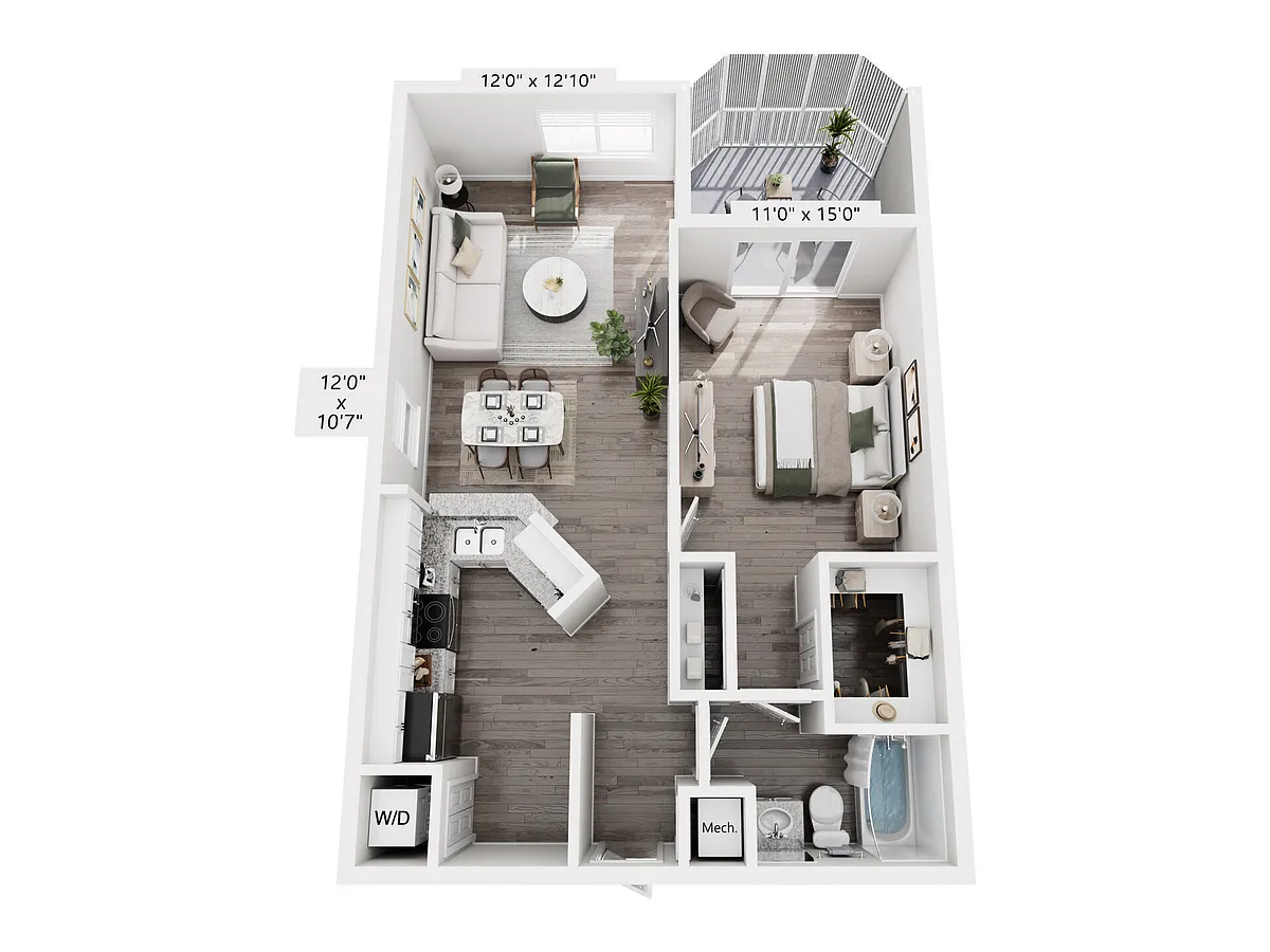 Floor plan A1R 775sf 1/1
