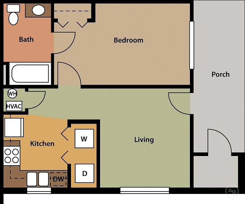 Floor plan 1 Bedroom 1 Bath Efficiency
