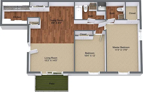 Floor plan Two Bedroom Washer and Dryer