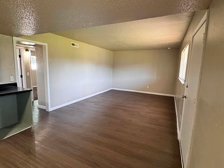 Looking into living room from kitchen area.