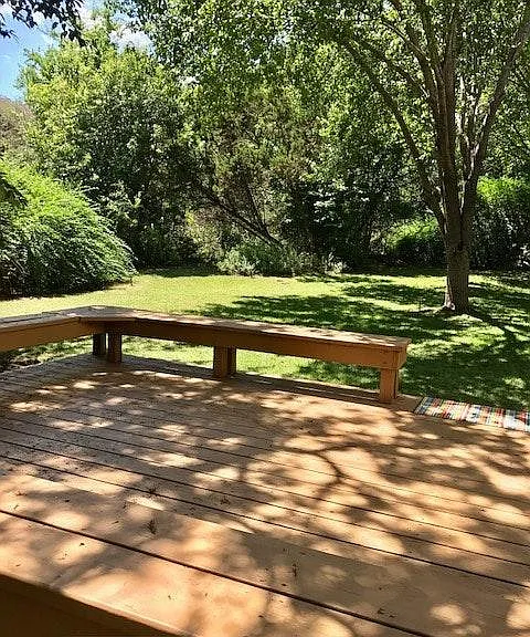 Private deck with built in bench sitting~ privacy and tranquilty abound
