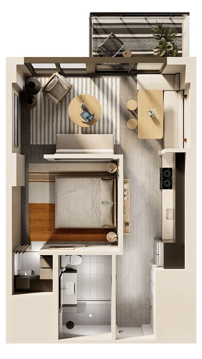 Floor plan Ocean Beach 1 Bedroom