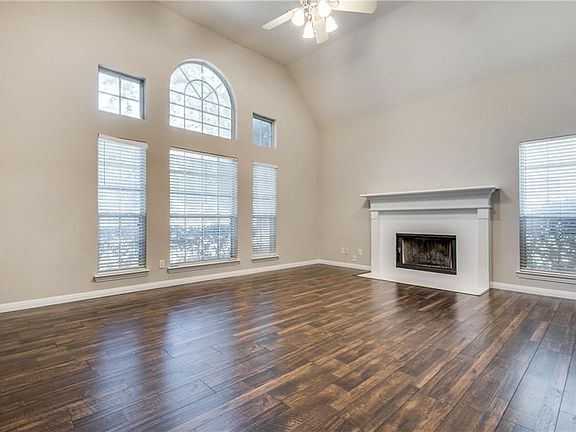 Family room with wood burning fireplace