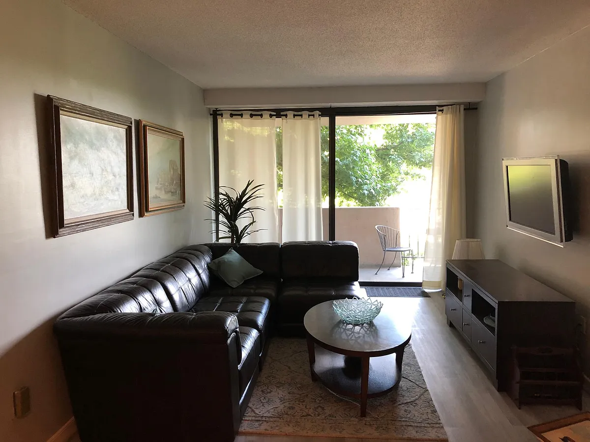 Living room with view of patio - 4141 N Henderson Rd #327