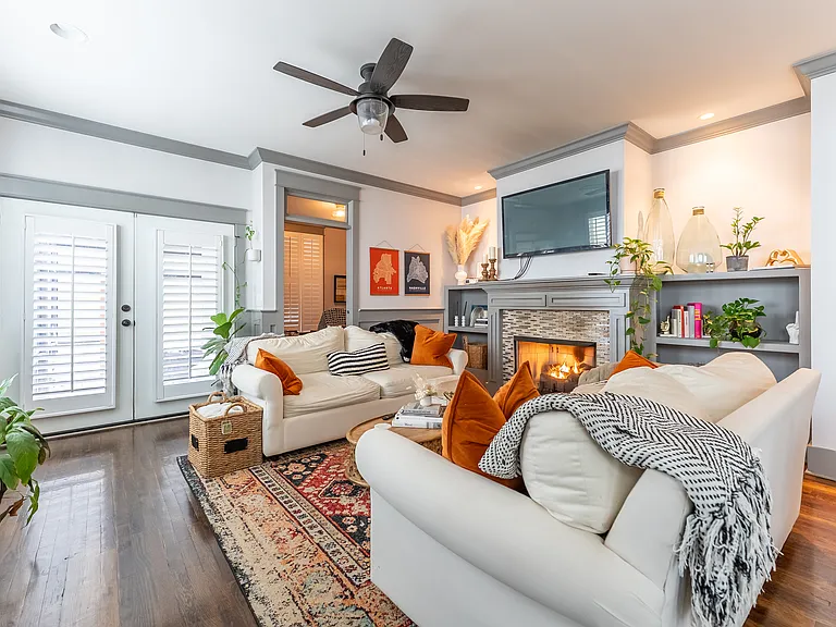 Living space plus office and doors to back patio