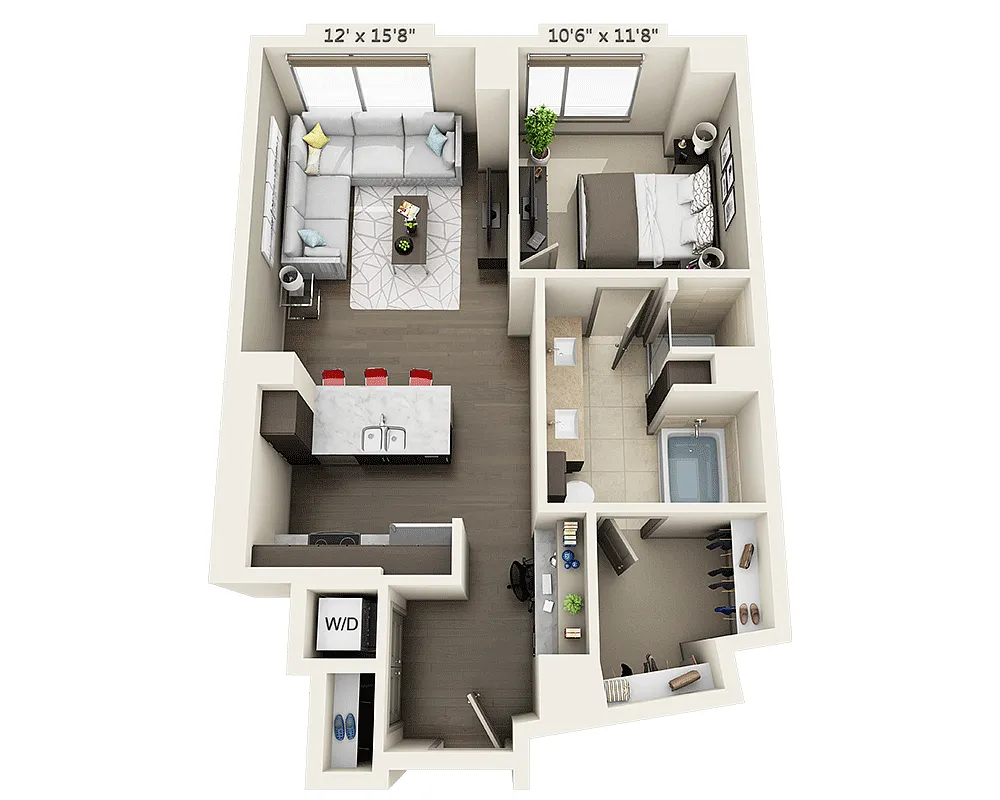 Floor plan One Bedroom A1D
