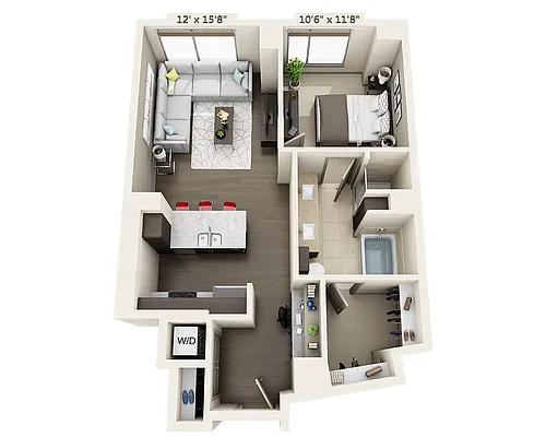 Floor plan One Bedroom A1D