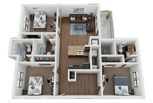 Floor plan 3 Bed, 3 Bath