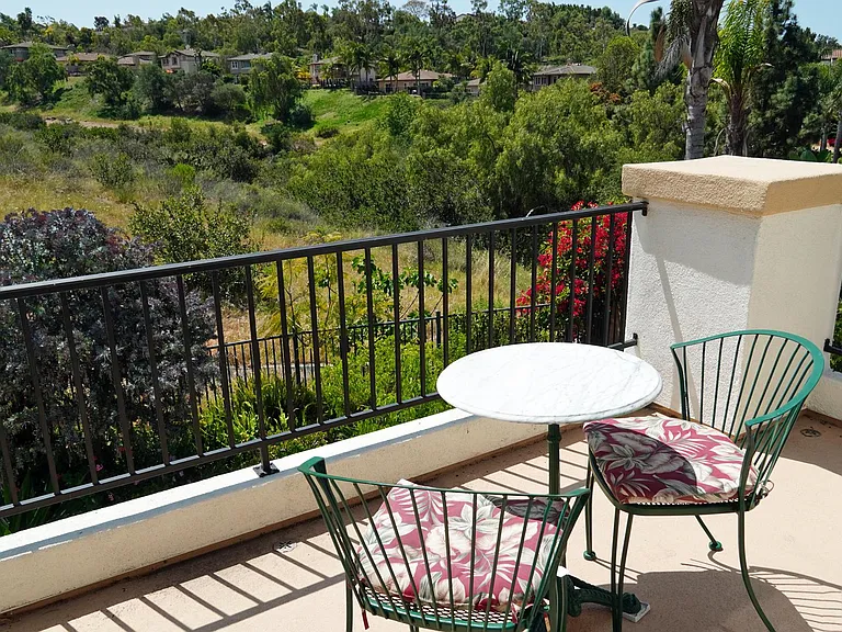 Upstairs patio offers a great view of our open space--good place for sunset views and happy hour.