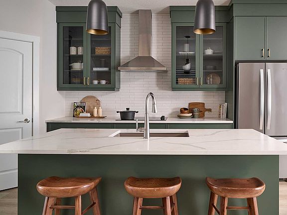 A photo of the kitchen of the Carlisle 2 show home in Calgary by Brookfield Residential