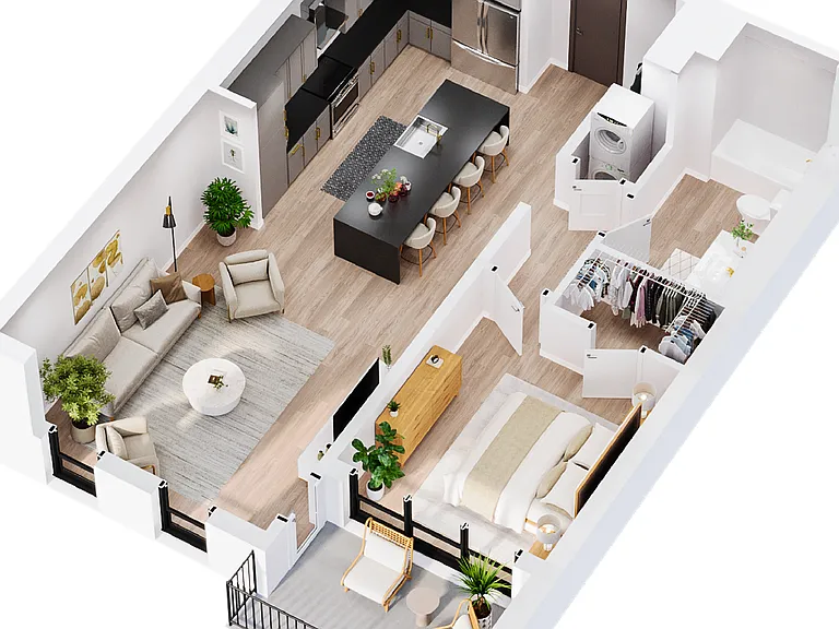 3D Jade - One Bedroom Floor Plan - Salt Lake City, UT 3D Jade - One Bedroom Floor Plan - Salt Lake City, UT