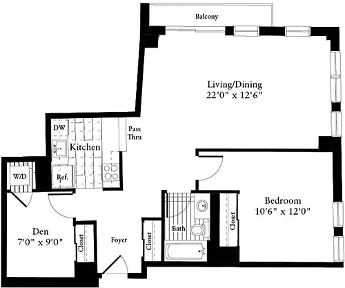 Floor plan 1 Bedroom Q