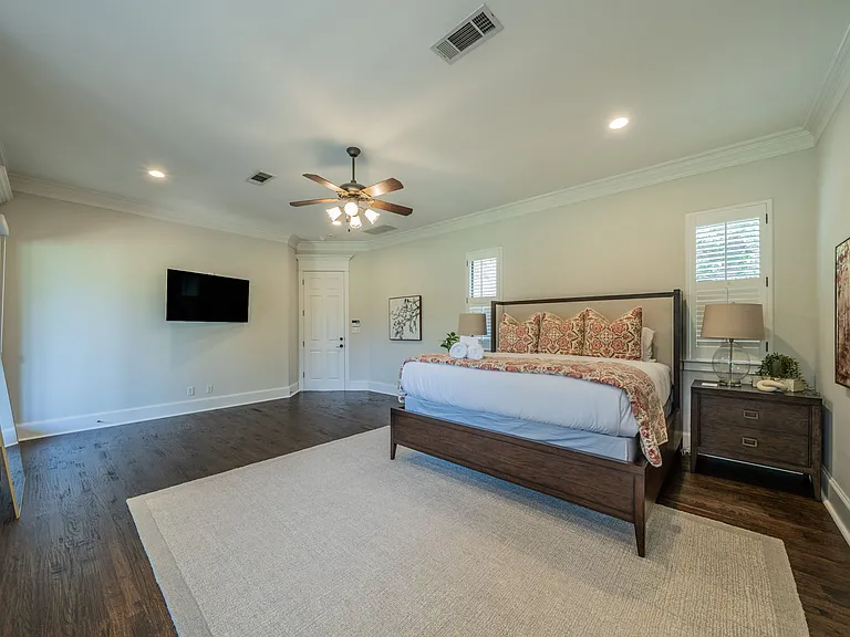 Spacious Master Suite with Rich Hardwood Floors & Designer Touches